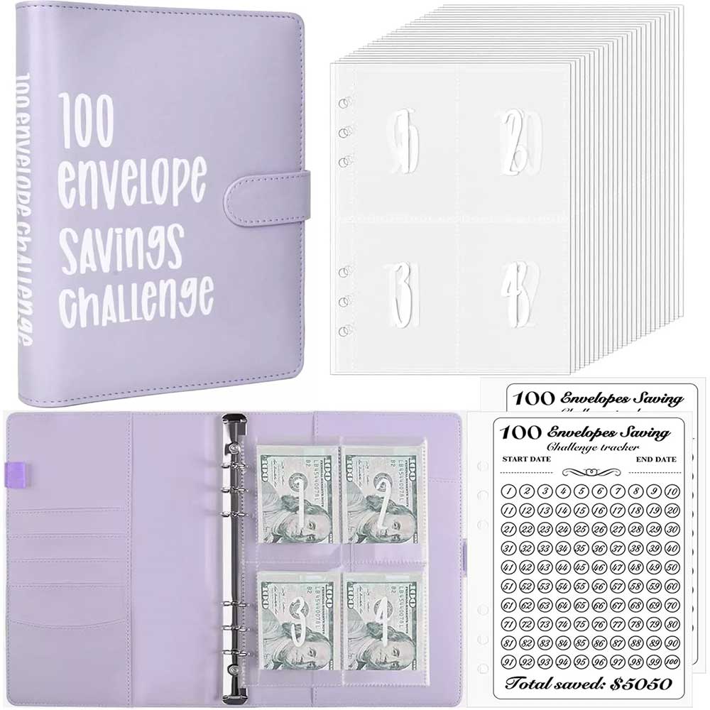 100 Envelope Challenge Budget Planner A5 Money Saving Cash Challenge Book