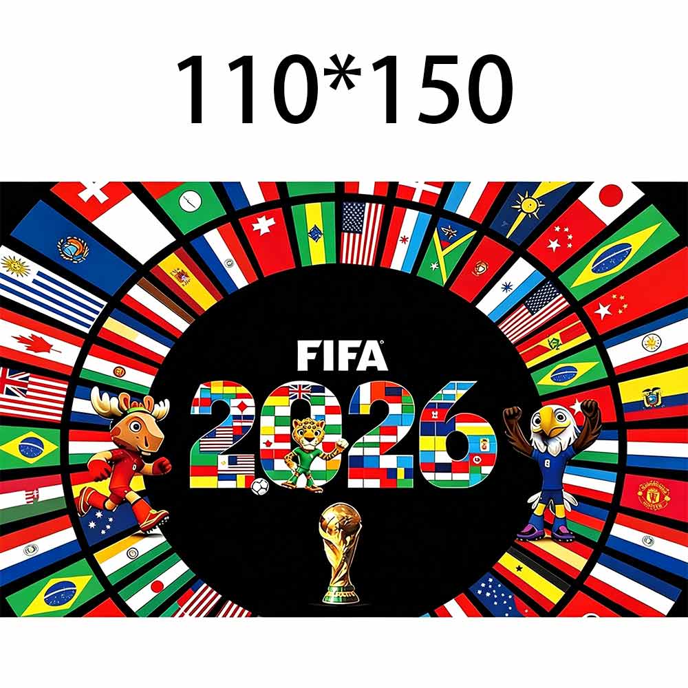 2026 World Cup Flag Tapestry – Football Fan Party Decor, 180×110cm Wall Hanging