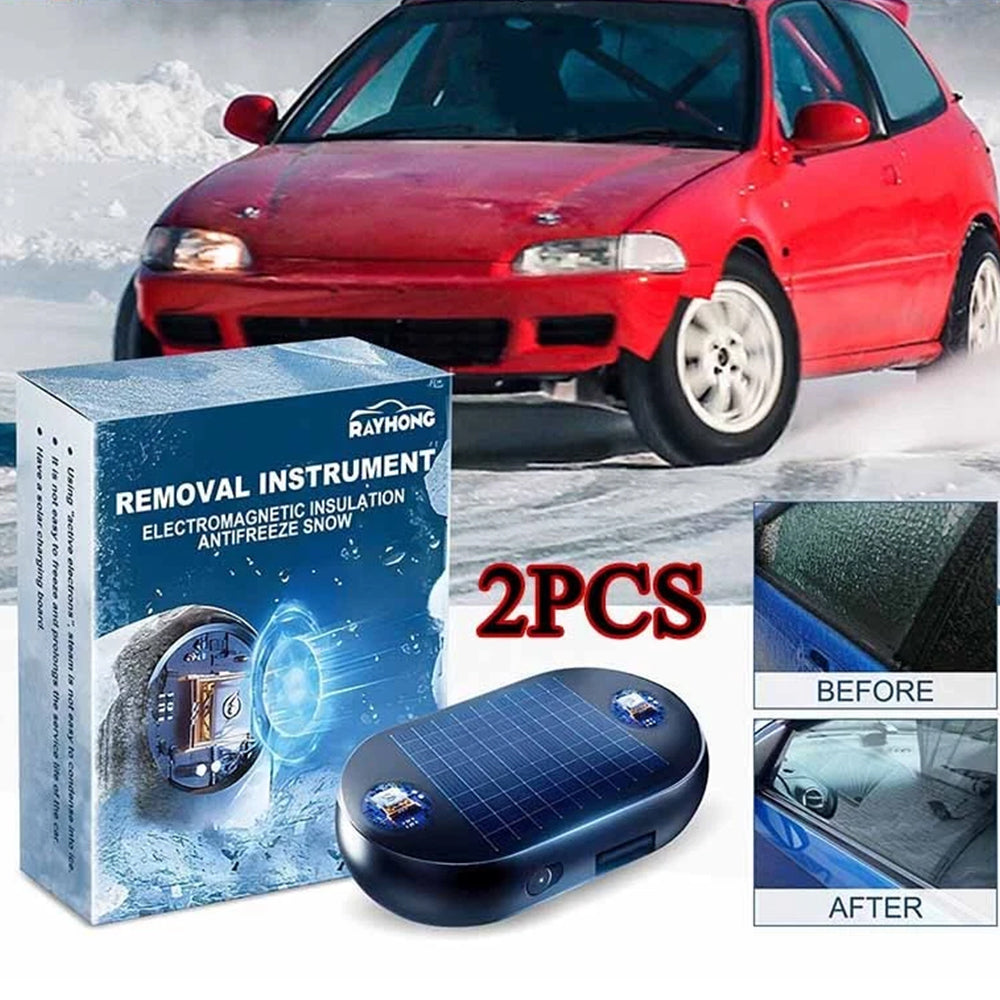 2PCS Solar Charging Car Deicer - Electromagnetic Anti-Snow & Ice Removal Tool