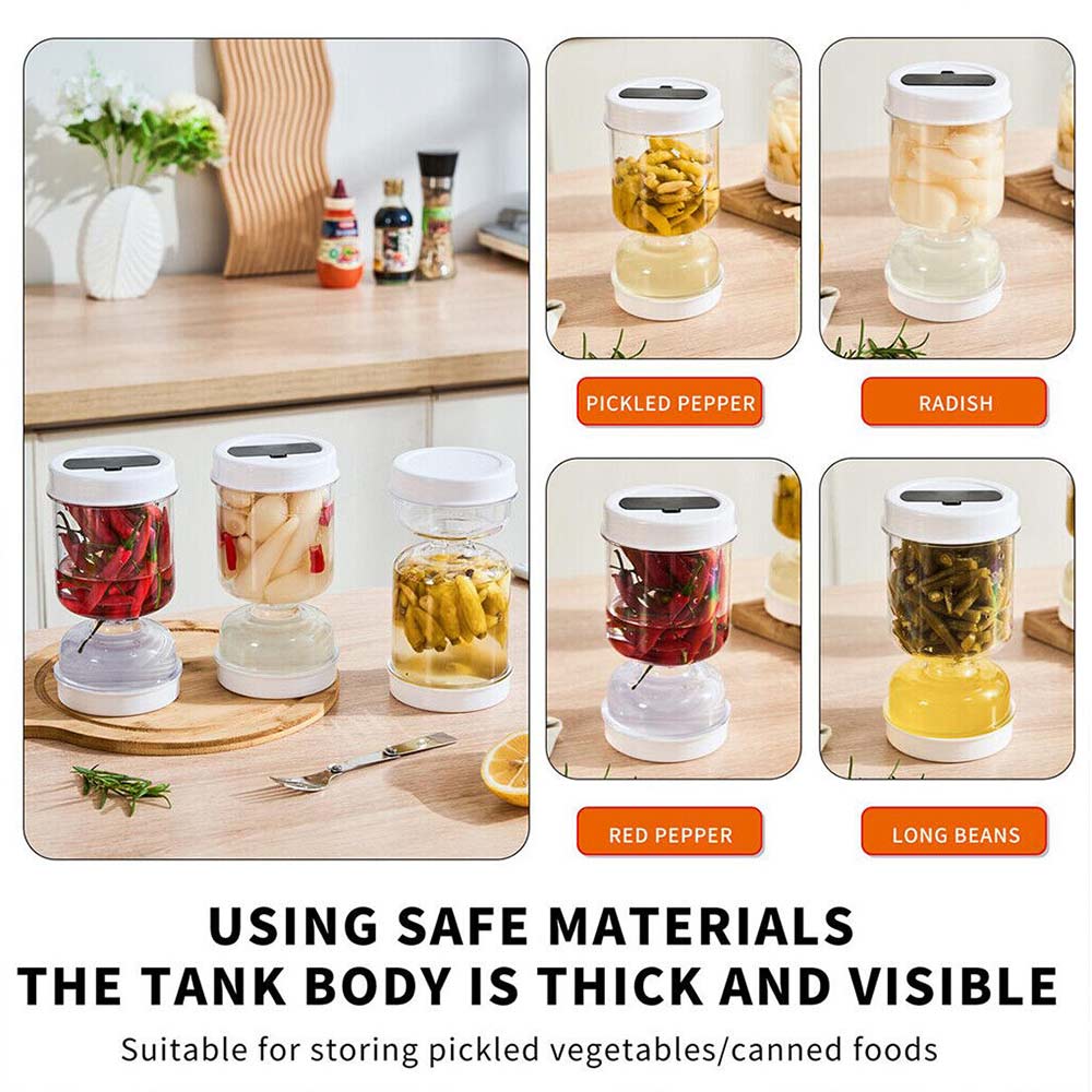 Pickle Jar Hourglass Can Dry Wet Separation Flip Airtight Food Storage Container