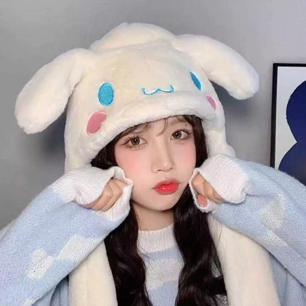Soft Plush Cap Cute Cinnamoroll Moving UP Ears Hat Cosplay Girl Xmas Gift