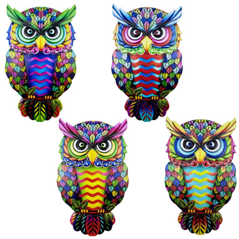 4PCS Metal Owl Garden Decoration – Home Fence Ornament Wall Hanging Art