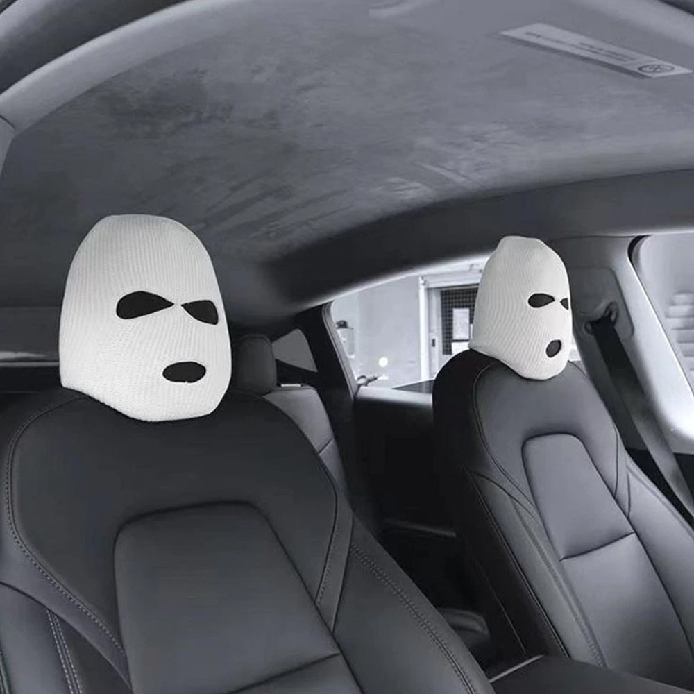 1 /2pcs Funny Car Headrest Covers - Emoji-Style Protective Decor for Front Seats