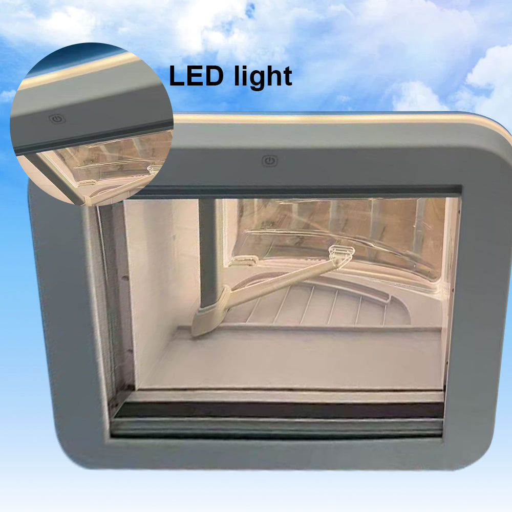 Caravan Roof Hatch 400 × 400mm – Skylight with Pleated Blind & LED Halo