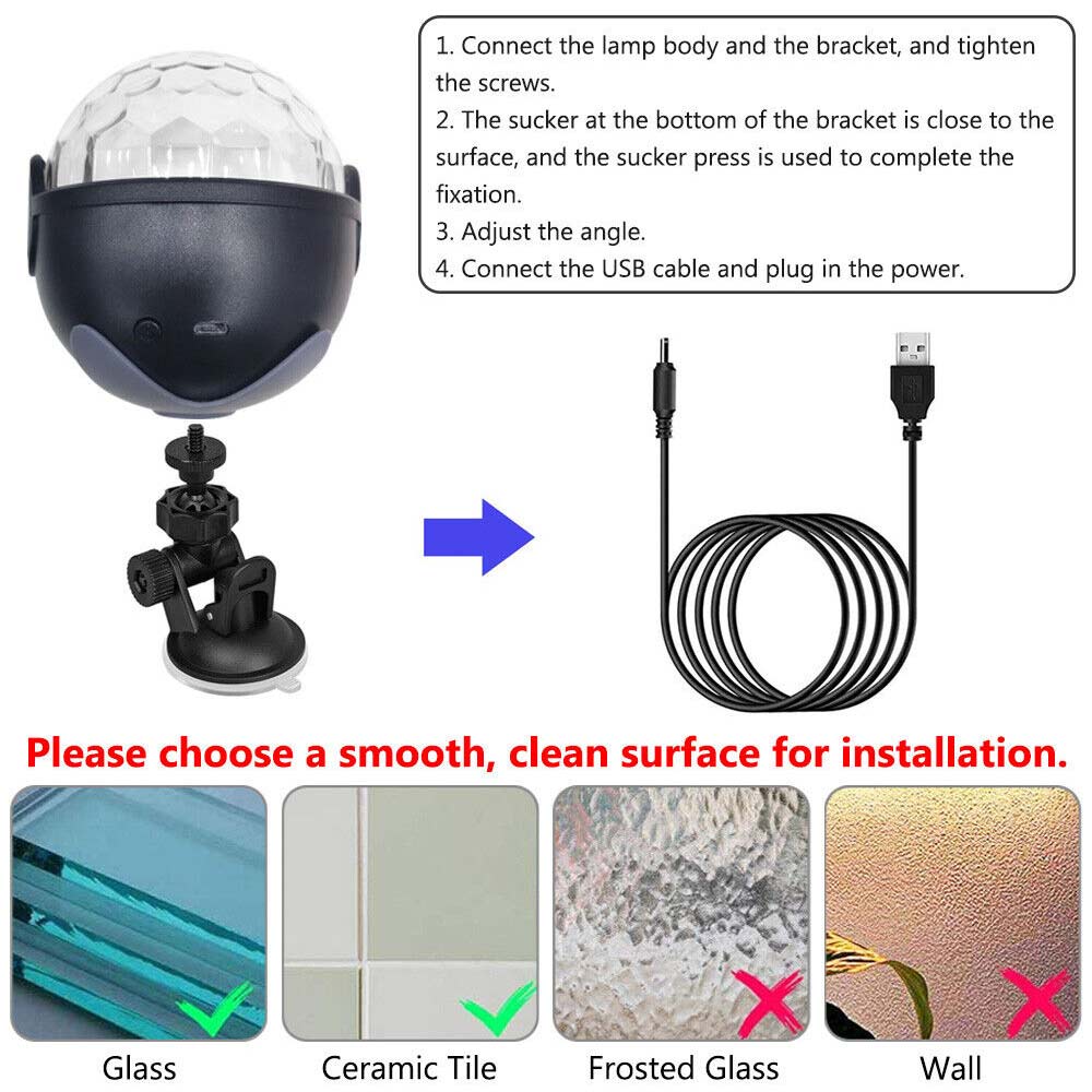 USB LED Party Disco Lights Remote Sound RGB Colourful Rotating Magic Ball Light