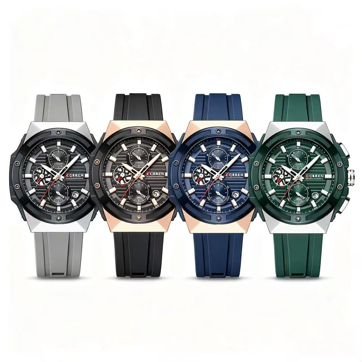 Sport Chronograph Watch for Men – Multifunction Quartz with Silicone Band