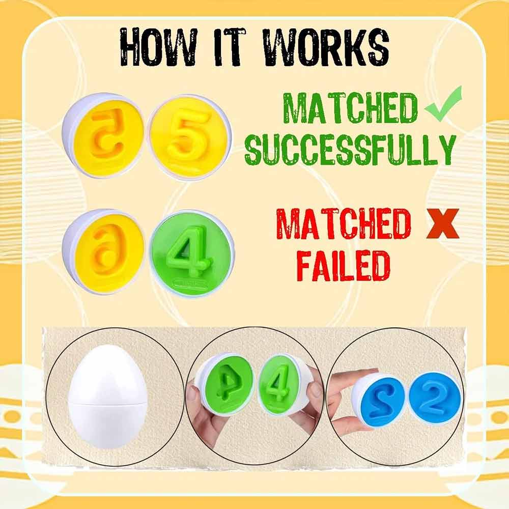 6-Piece Matching Eggs – Colour Number Sorter, Montessori Sensory Puzzle