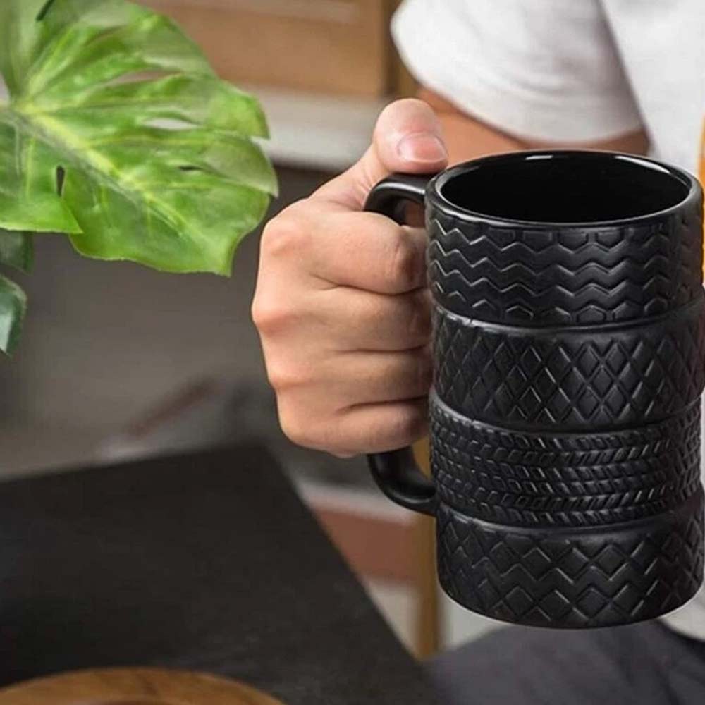 Tyre Tire Ceramic Mug Large 500ml - Novelty Coffee Tea Cup Gift for Car Lovers
