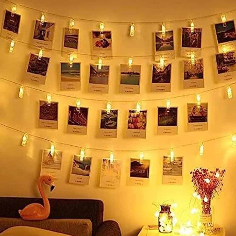 LED Photo Clip String Lights – 40 Clips, 6m, Battery Powered Picture Hanger Light