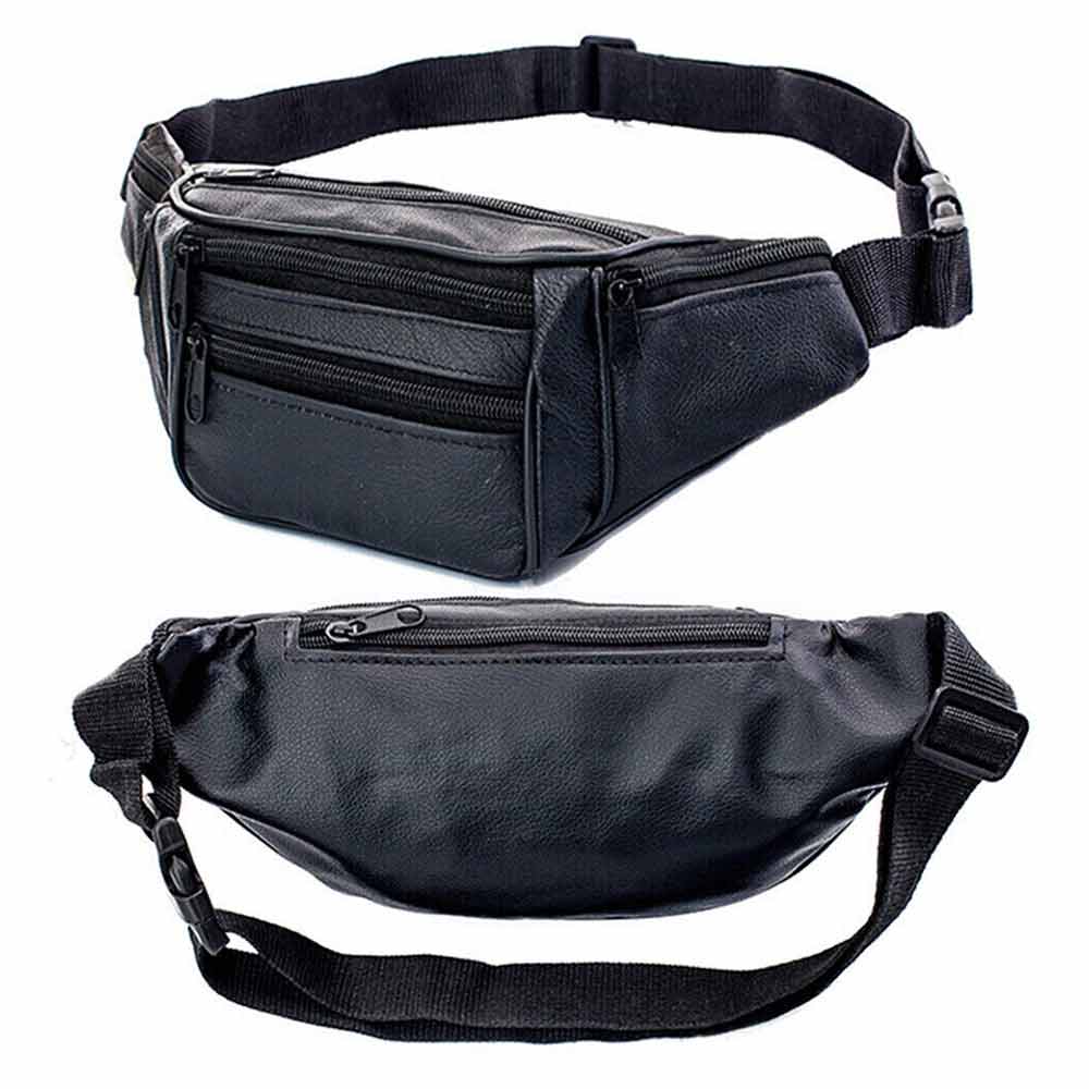 Money Pouch Sports Travel Waist Belt Wallet Bum Bag Leather Fanny Pack Unisex