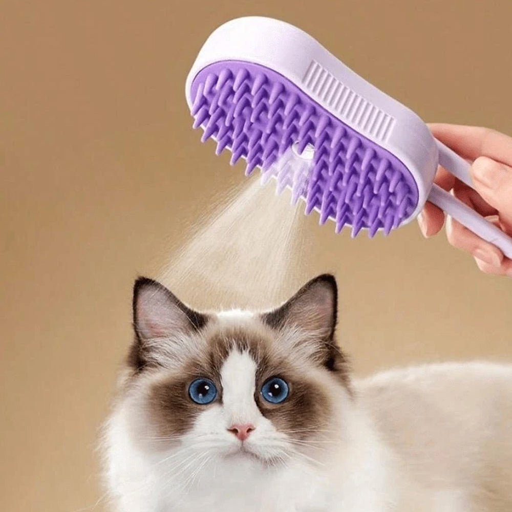 3-in-1 Pet Steam Brush – Rechargeable Dog & Cat Hair Brush with Steam Spray