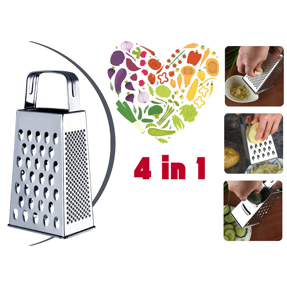 4 Sided Box Cheese Grater Stainless Steel 8 Inch Kitchen Vegetable Slicer Cutter