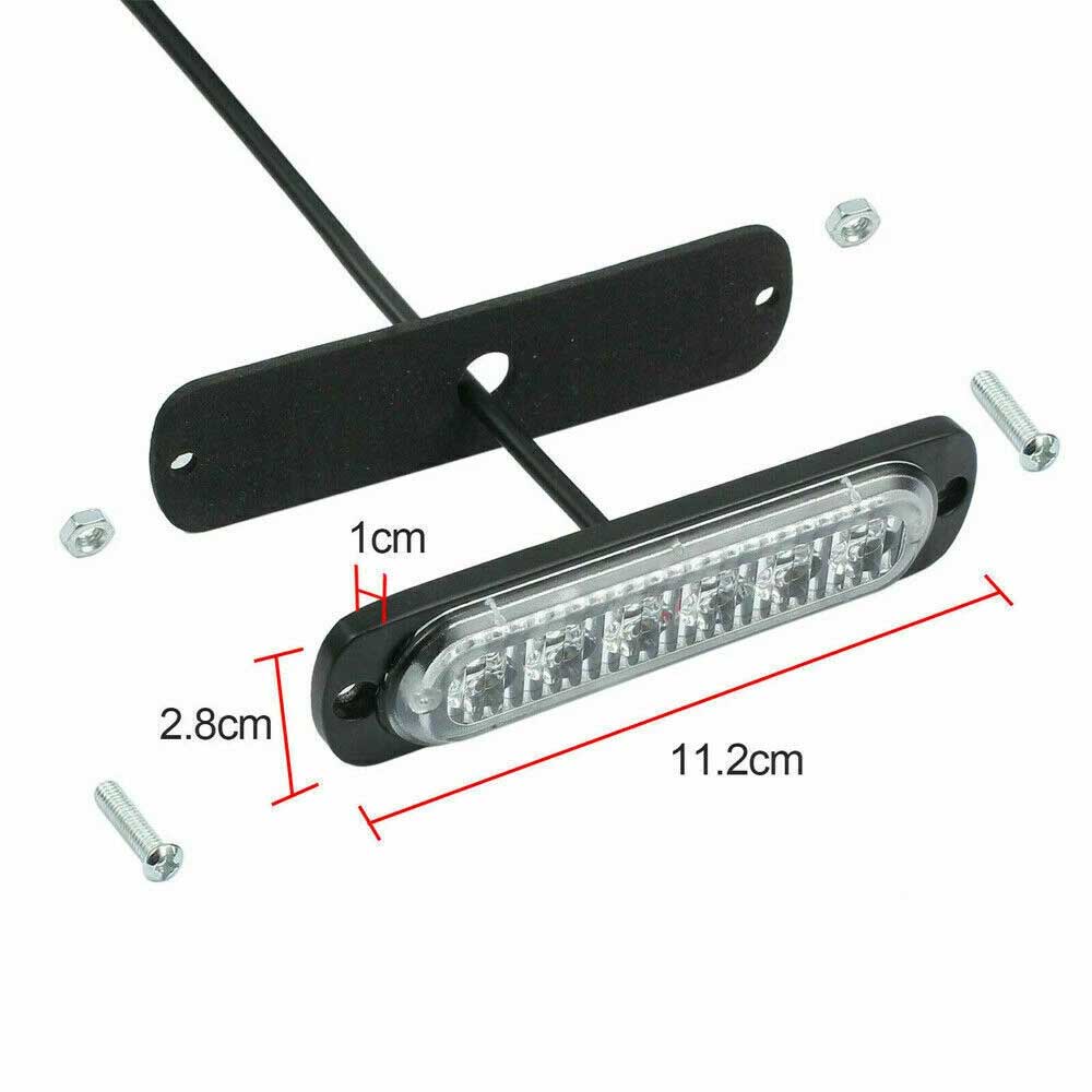 4x 6 LED Amber Strobe Light Bar - 12V Recovery Marker Beacon with 8 Flash Modes