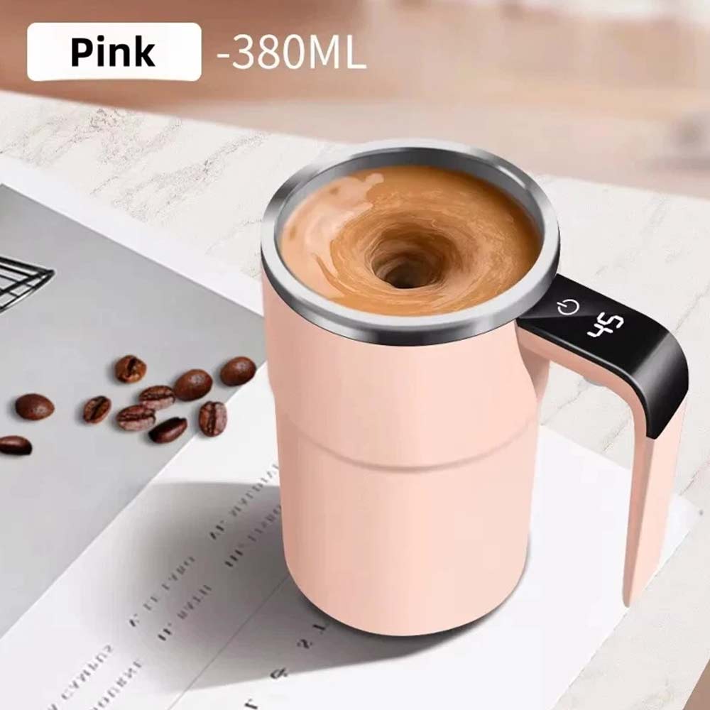 Pink Self-Stirring Coffee Mug for Women Rechargeable Electric Mixing Cup Automatic Magnetic Blender
