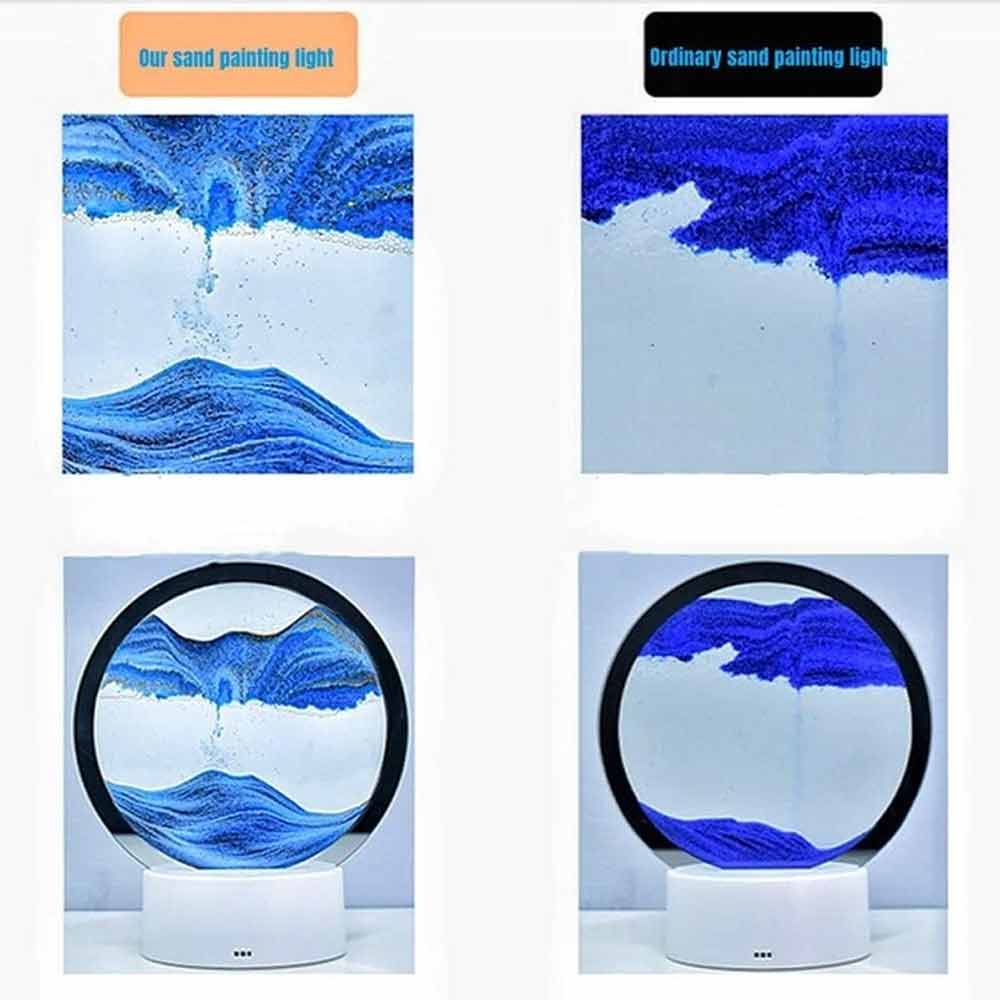 LED Quicksand Lamp – 3D Moving Sand Picture Table Lamp, 16 Color Hourglass