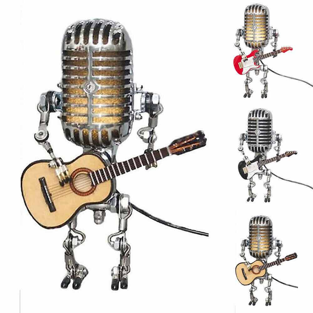 Microphone Robot Lamp with Guitar Lights Table Desktop Decorations USB Charging