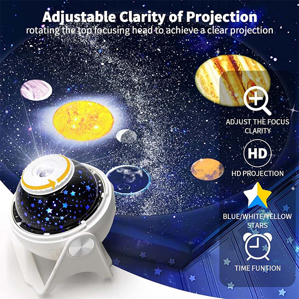 7in1 HD Galaxy Planetarium Projector Night Light with Nebula Moon Planets Aurora