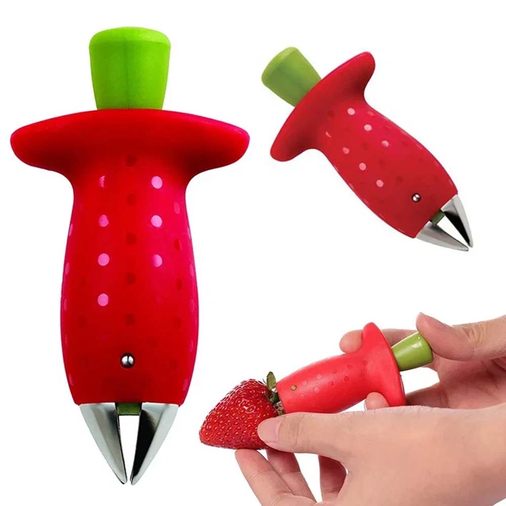 Strawberry Slicer & Corer Tool - Huller Fruit Leaf Stem Remover