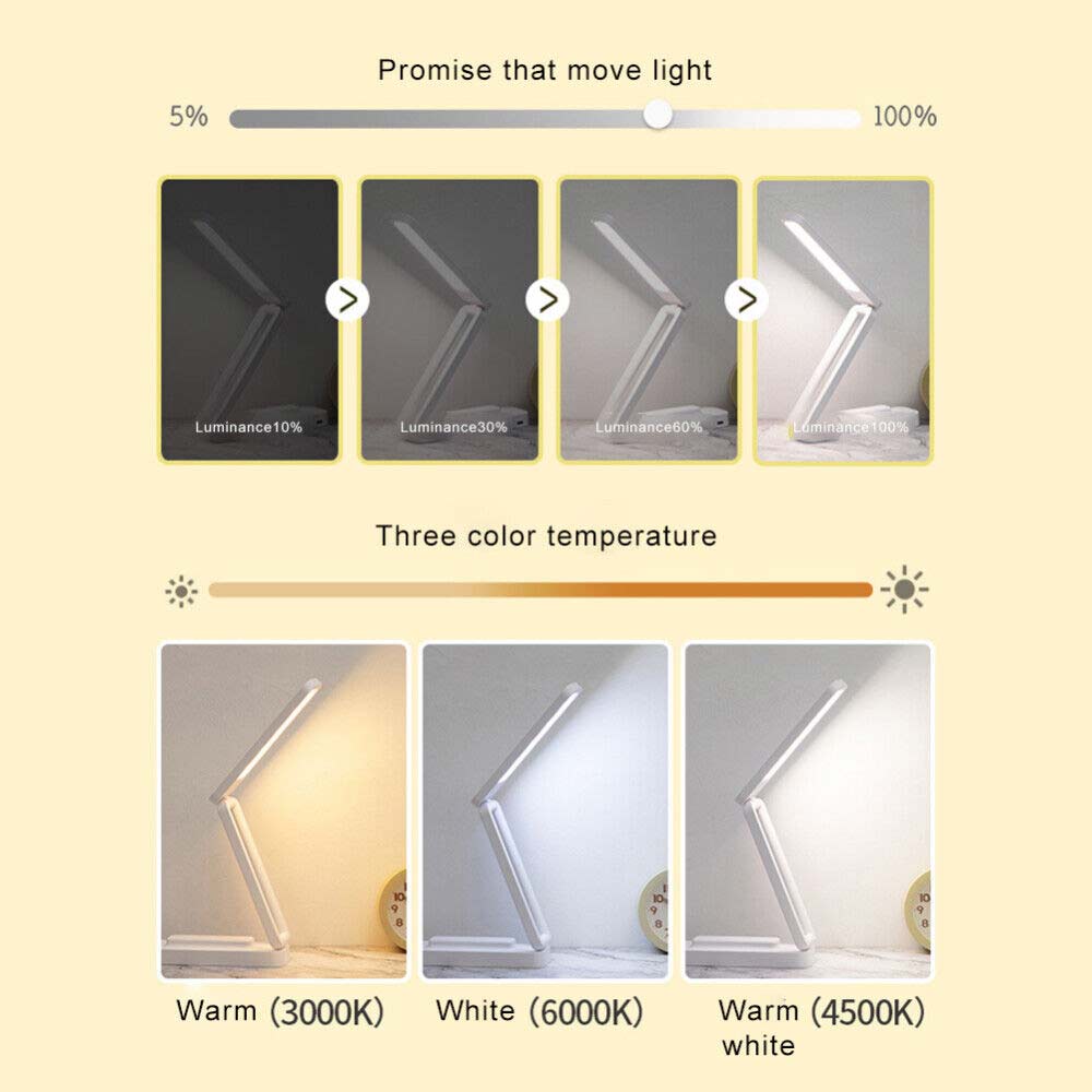 Foldable LED Desk Table Lamp Touch Dimmable Bedside Reading Study Night Light