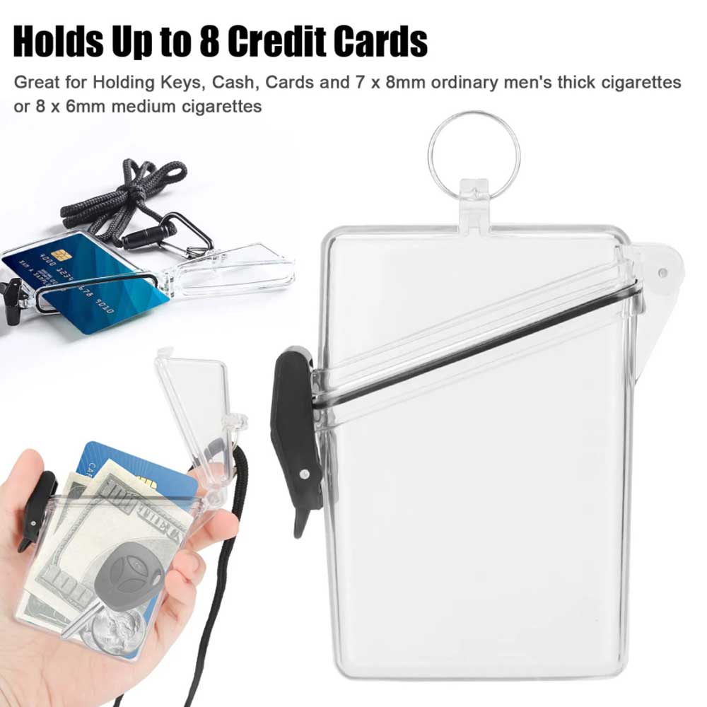 Waterproof Sport Case Portable Key Cash Work ID Card Holder Badge w/Lanyard+Clip