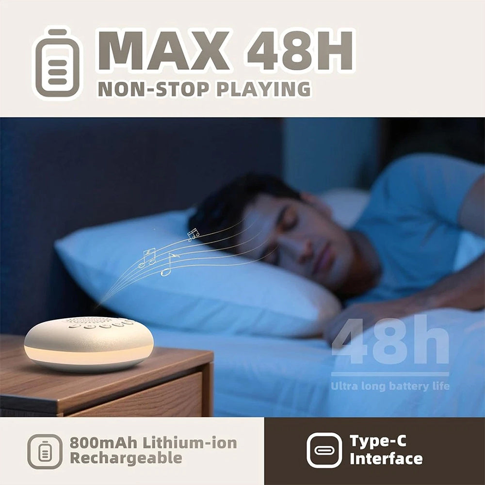 20-Sound Portable White Noise Machine – RGB Night Light, Timer for Sleep & Relaxation