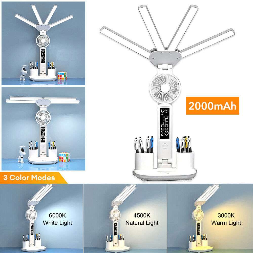 4 IN 1 LED Desk Lamp with Fan Dimmable Reading Lamp Reading Table Night Light