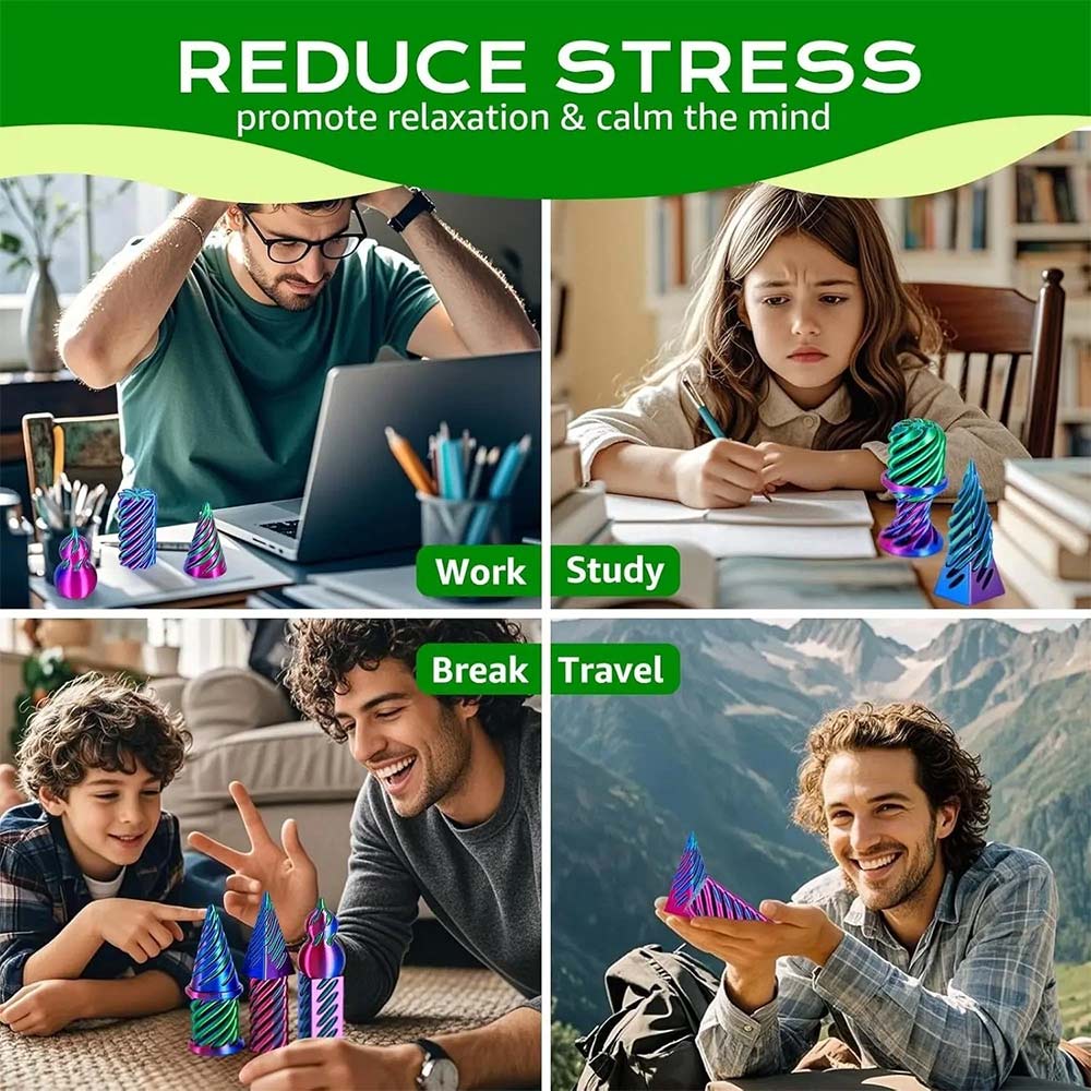 6 Pack Spiral Cone Fidget Toys – 3D Printed Impossible Pass-Through Anxiety Relief Set