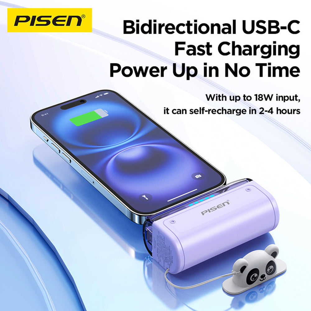 Pisen 22.5W Mini 5000mAh Cable-Free Power Bank – Tiny Fast Charger, CCC Certified