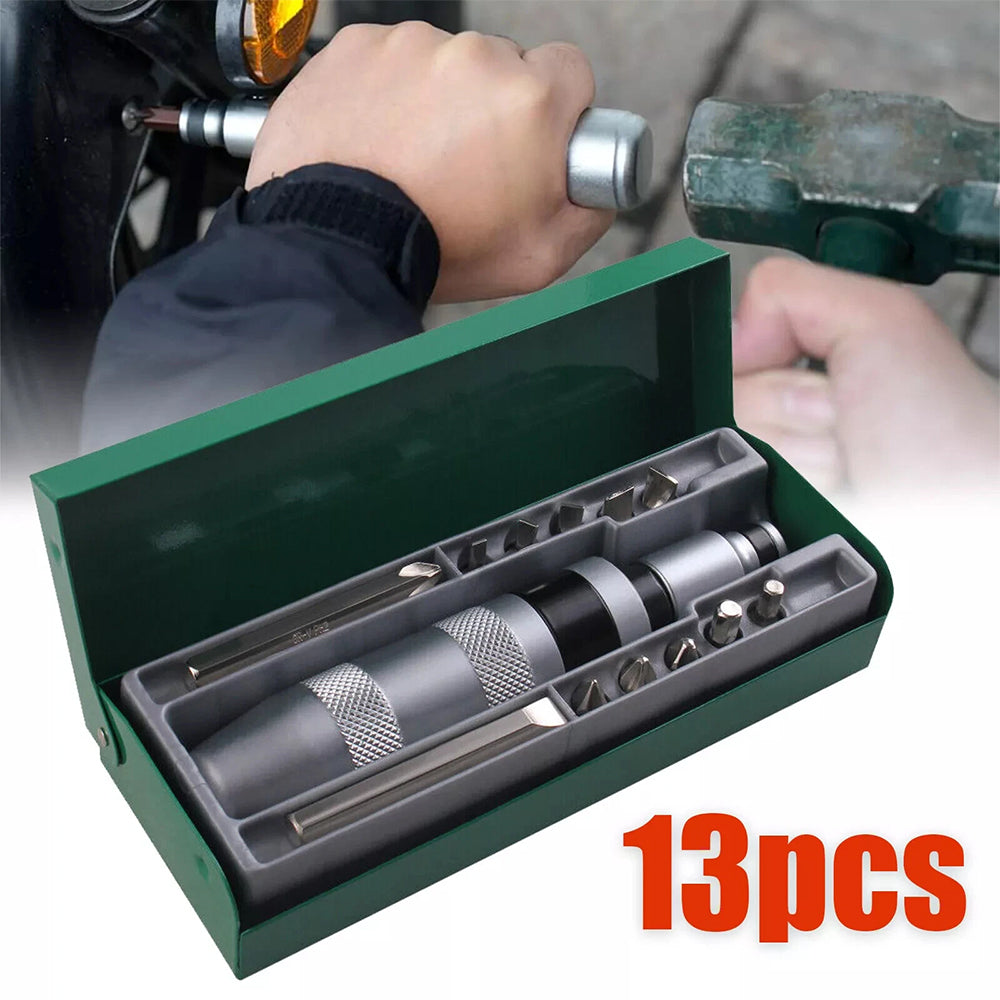 13pcs Manual Impact Screwdriver Set - Heavy-Duty Handheld Hammer-Action Tool for Stuck & Rusted Screws