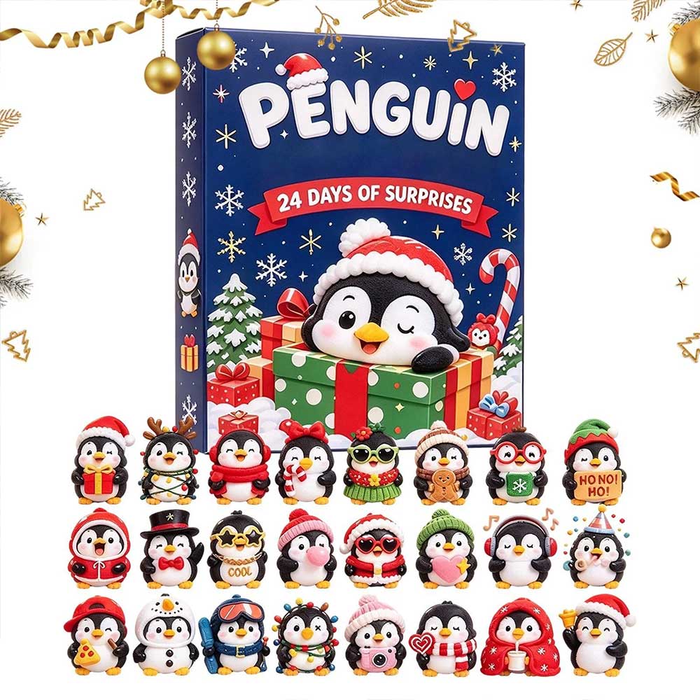 Christmas Countdown Calendar – 24-Day 3D Penguin Animal Figure Decor Set