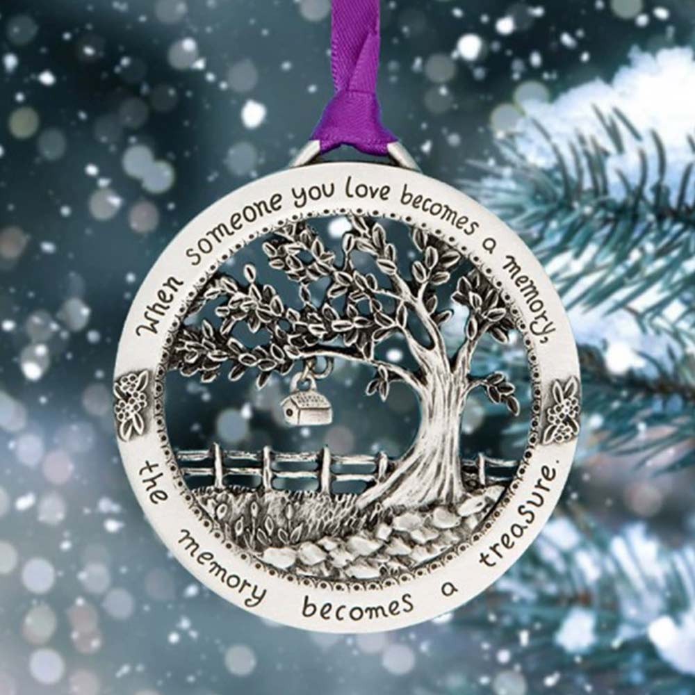 Memory Wall Tree Keepsake - Hanging Metal Sign Plaque Ornament for Loved Ones