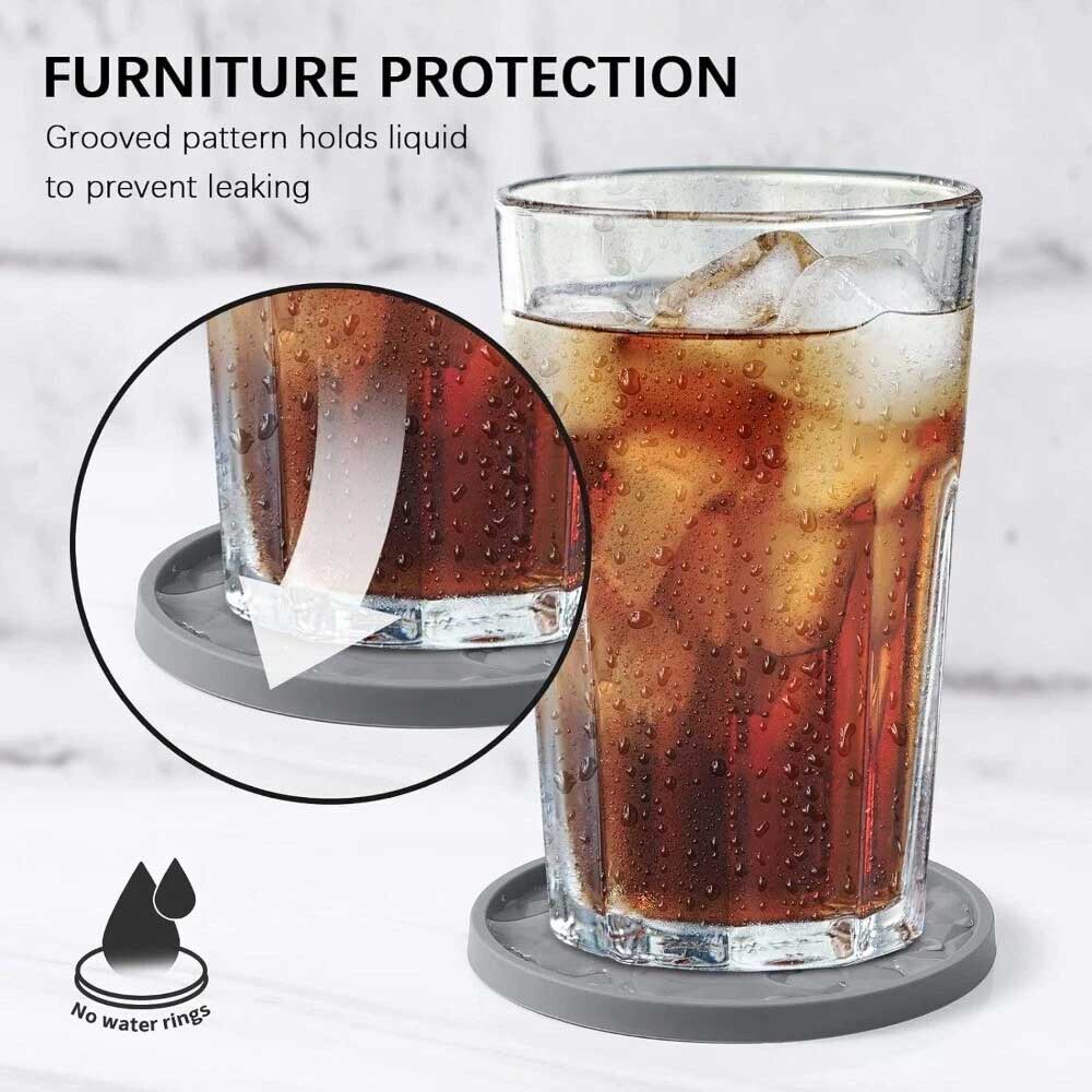 6PCS Silicone Non-Slip Coasters Set - Heat-Resistant Cup Mats for Table & Glasses