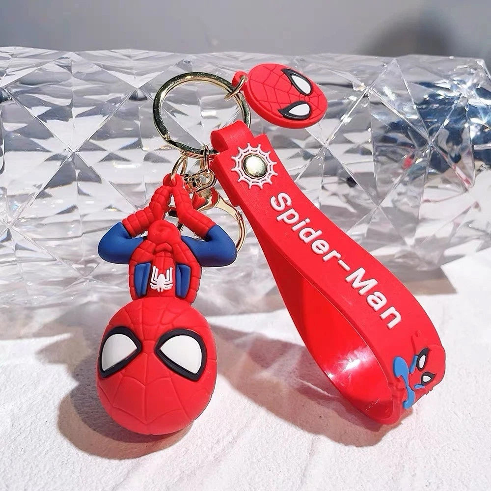 Spider-Man Cartoon Keychain – 3D Figure Keyring, Bag Clip Gift Set for Fans