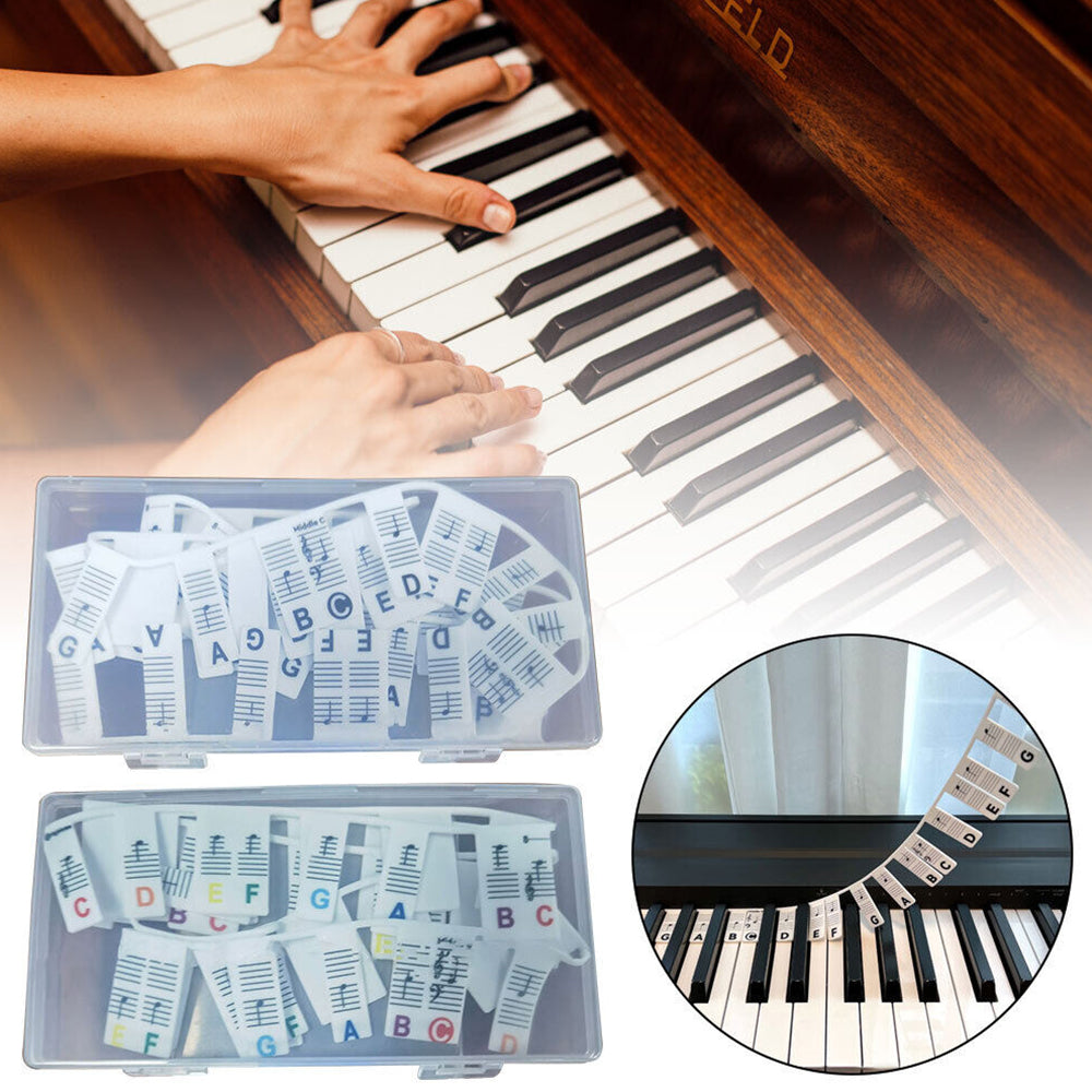 Removable Piano Keyboard Note Labels Reusable Silicone Piano Stickers for 88Keys