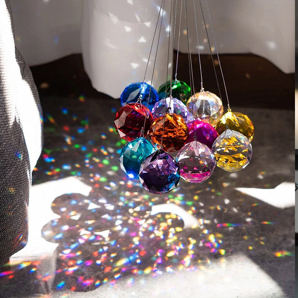 12X 20MM Crystal Sun Catcher Prism Pendant Suncatcher Rainbow Maker Window Hanging