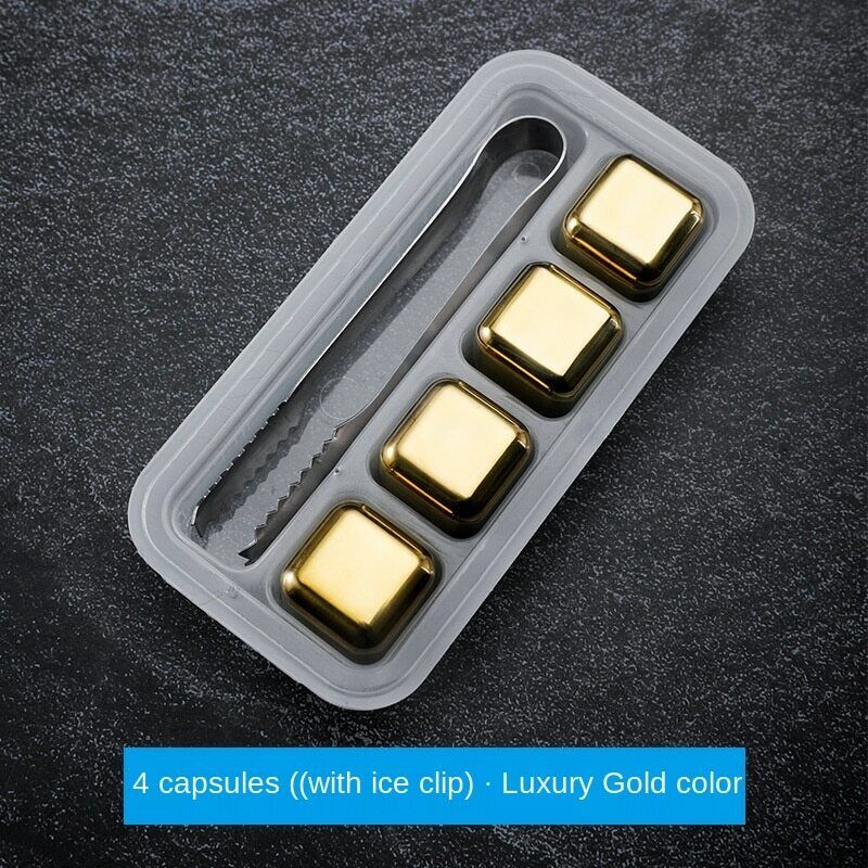 Stainless Steel Ice Cubes Chilling Stones Rocks Reusable with Tong for Whiskey