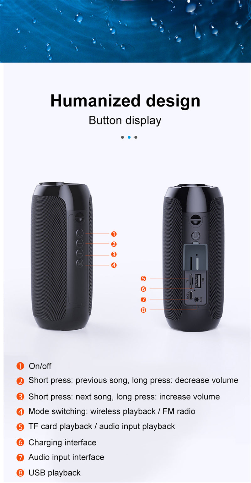 Portable Wireless Bluetooth USB Speaker – Mini Outdoor Speaker with TF Card & FM Radio
