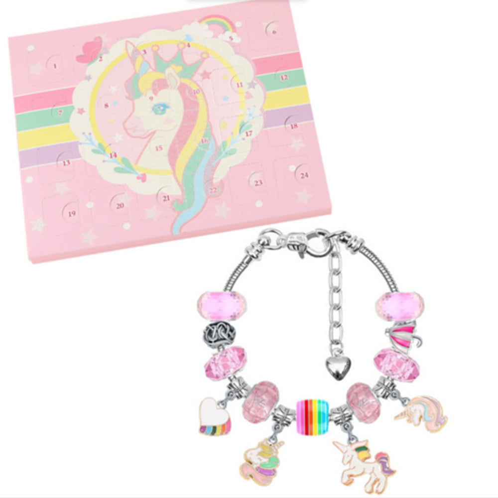 Mini-Unicorns Christmas Charm DIY Bracelet Advent Calendar Jewelry Kit Set