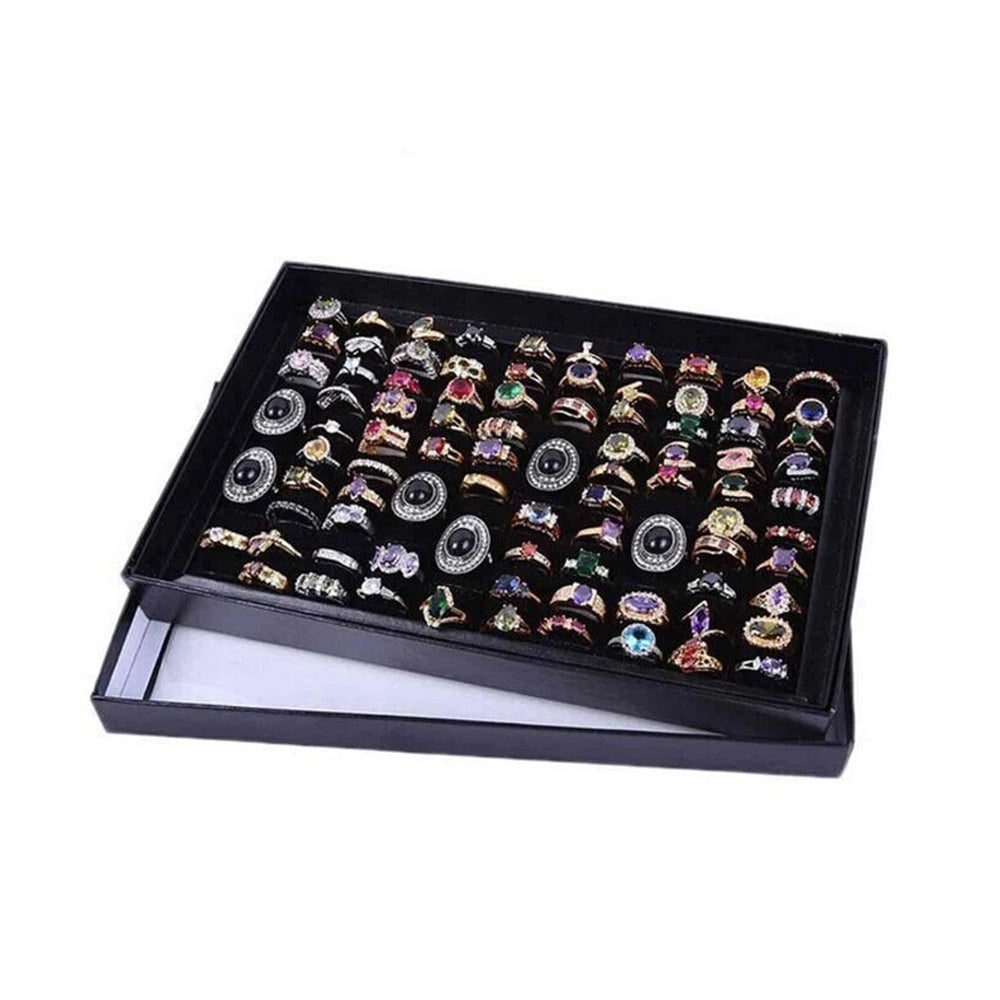 100-Slot Ring Storage Box – Jewellery Display Organiser Case Tray Holder