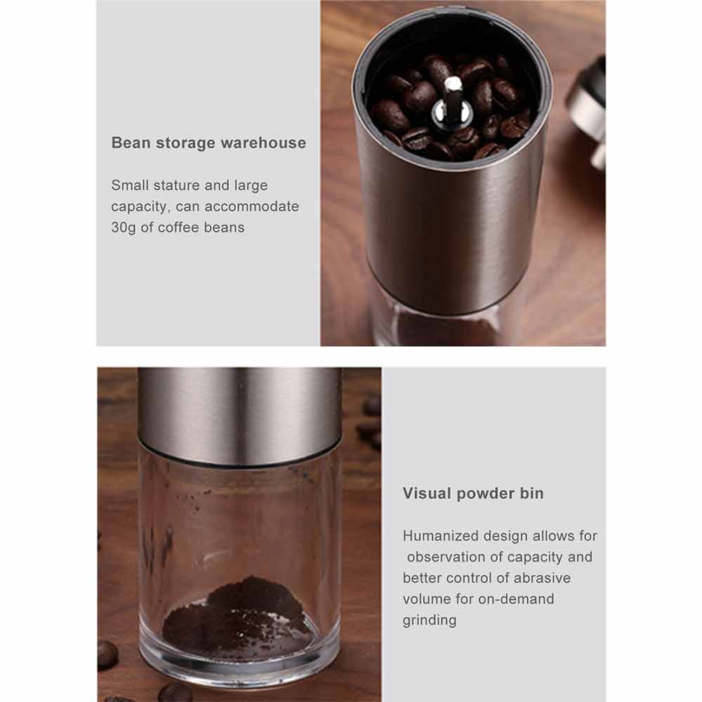 Hand Manual Coffee Bean Grinder Stainless Steel Conical Burr Portable Travel