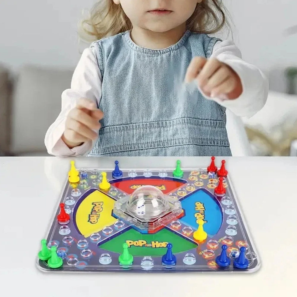 Family Dice Game – Ludo Board Game, 2-4 Players Classic Pop and Hop