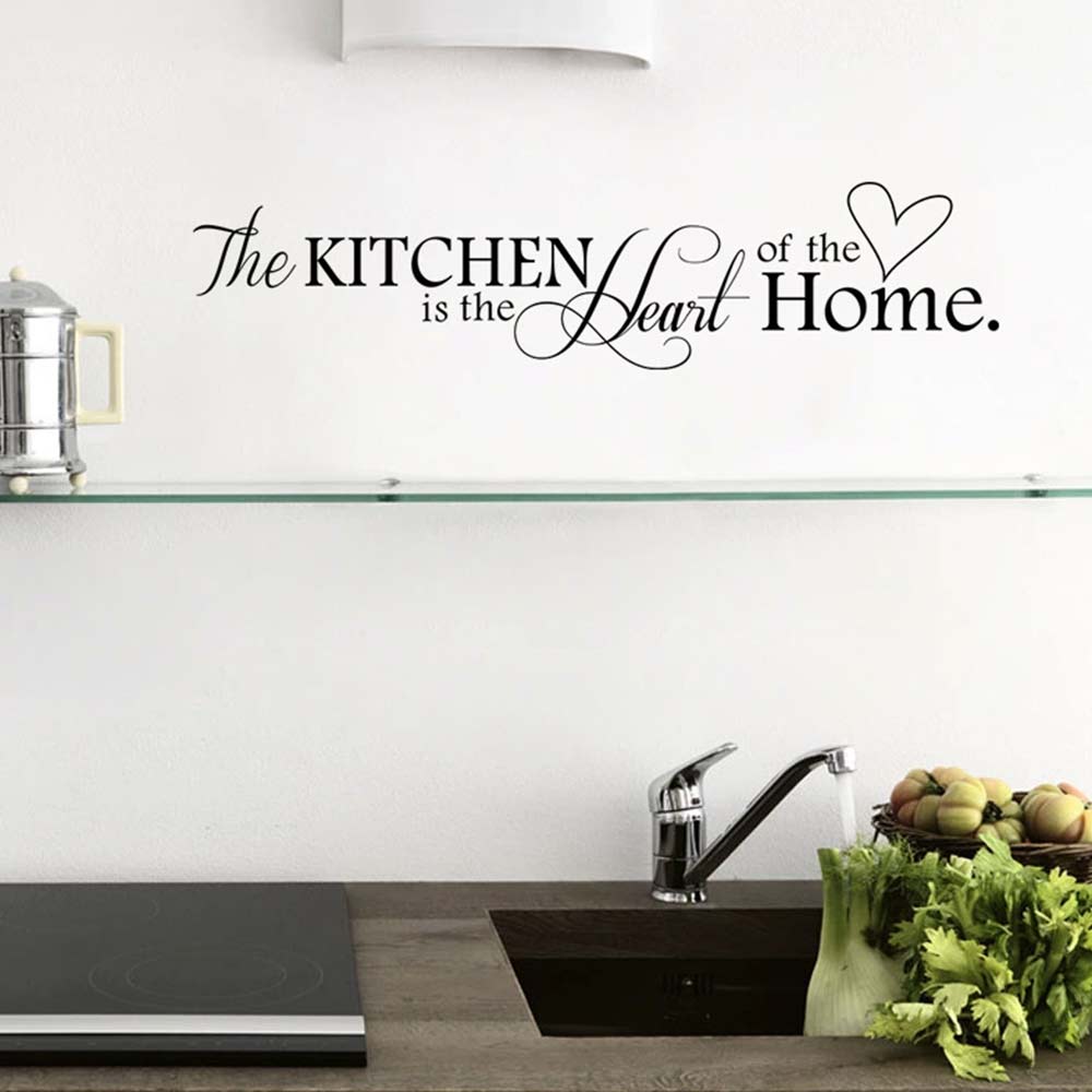 2PCS "The Kitchen Is The Heart of The Home" Vinyl Wall Stickers – 60cm Kitchen Decor