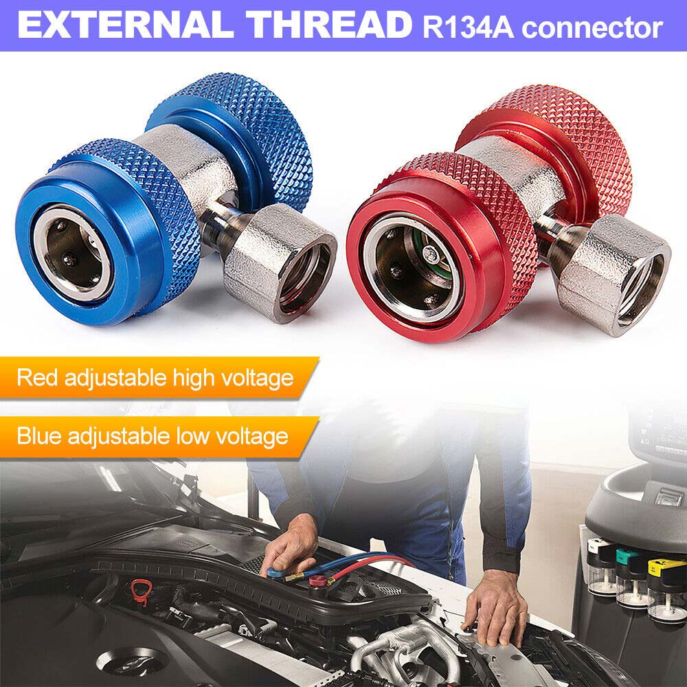 2pcs R134A A/C Air Condition Coupler Adapter High Low Manifold Gas Connector