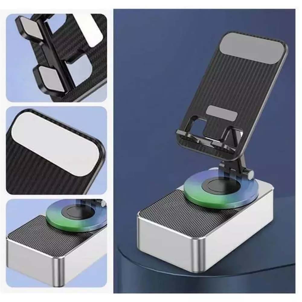 3In1 Foldable Cell Phone Stand with Wireless Bluetooth Speaker, Bluetooth Audio Power Phone Holder