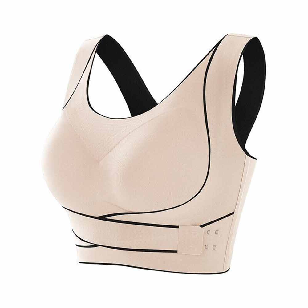 Women Comfy Corset Bra Sport Front Cross Seamless Smooth Liner Side Buckle Bra