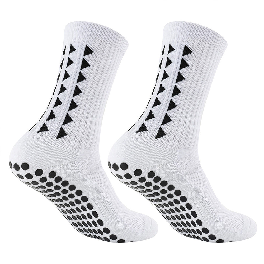 4-Pair White Non-Slip Grip Socks | Football Rugby Training Sports Socks for Men & Women