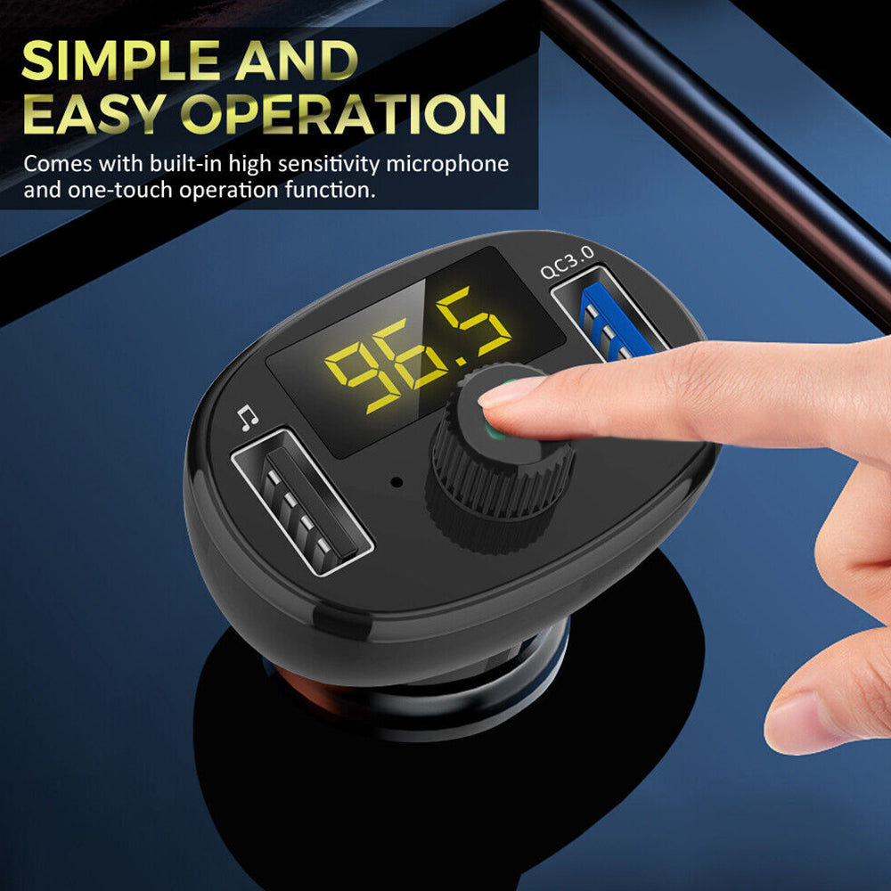 Bluetooth 5.0 Radio Car Kit Wireless FM Transmitter Dual USB Charger MP3 Player