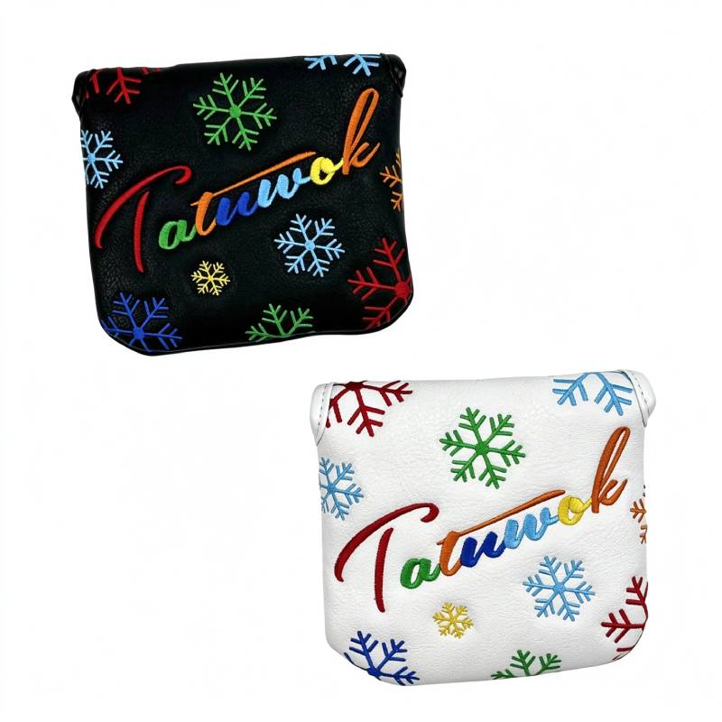 Golf Mallet Putter Cover – Snowflake Embroidered PU Leather Headcover