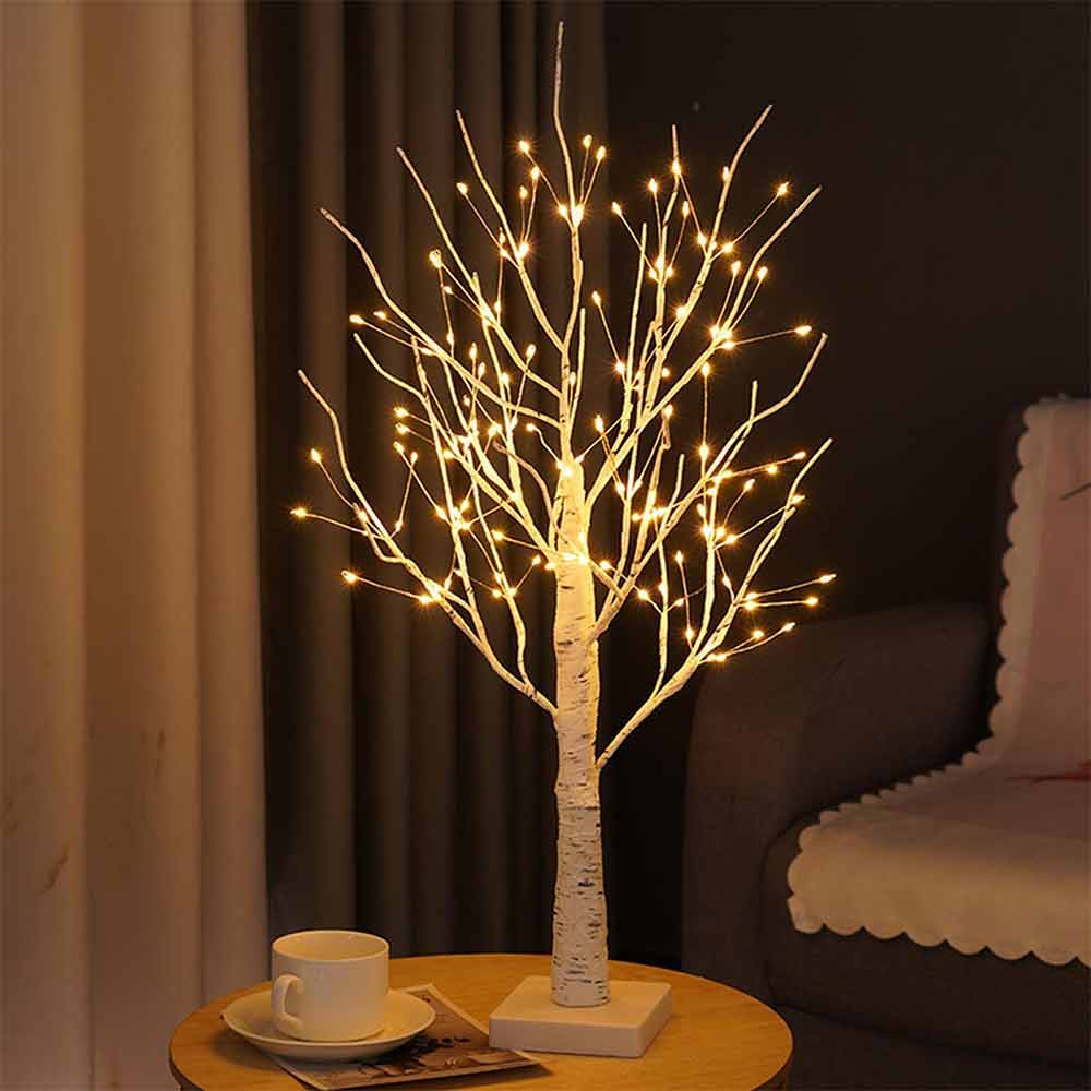 60CM Birch Tree Artificial Tree Christmas Decor 144 LED Warm White Lights Desktop Dinner Lamp