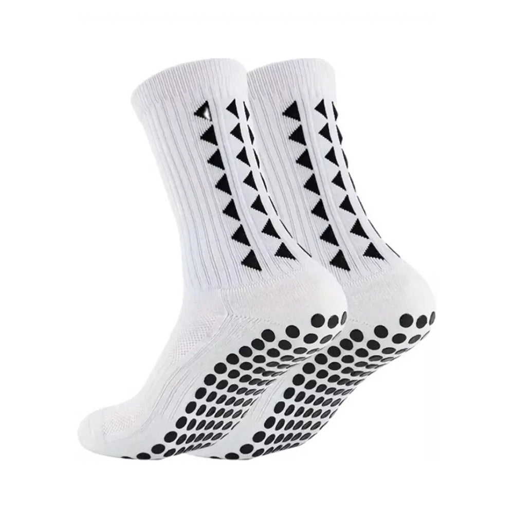 4-Pair White Non-Slip Grip Socks | Football Rugby Training Sports Socks for Men & Women